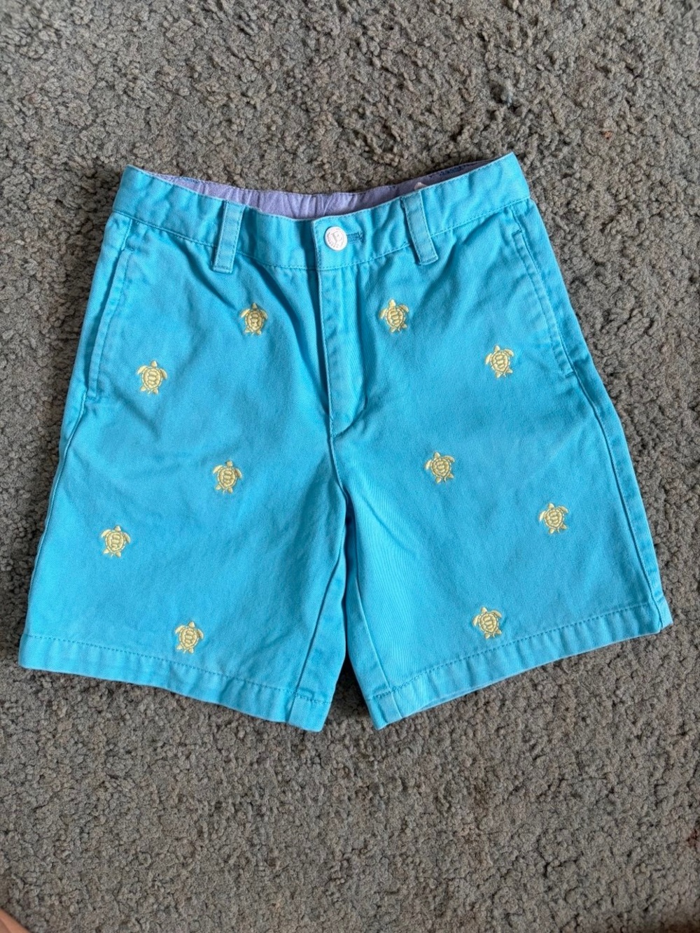 E-Land Kids Turquoise Shorts with Yellow Embroidered Turtles